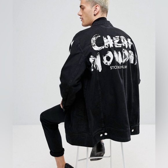 Cheap Monday Other - Cheap Monday Black Graphic Denim Jacket